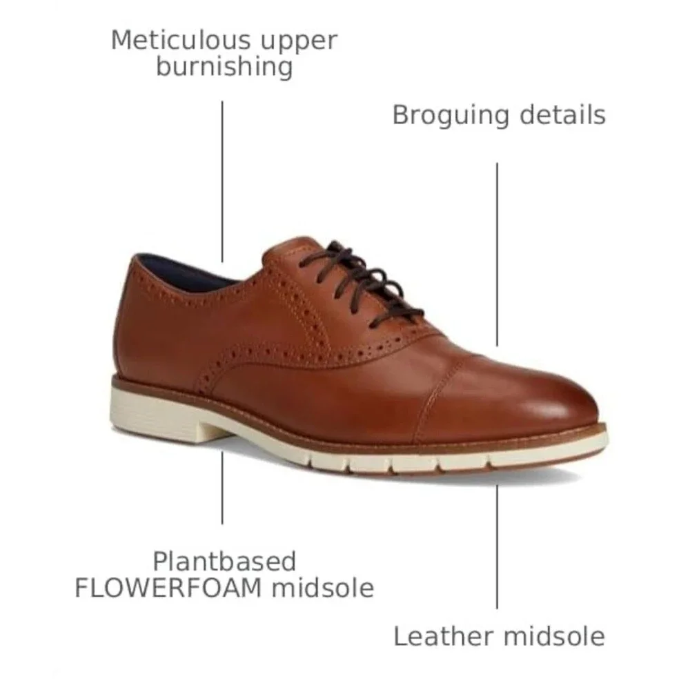 Cole Haan FLEXGRAND360 CAP Toe Oxford Size 9 $230 Men's Shoes British Tan NEW